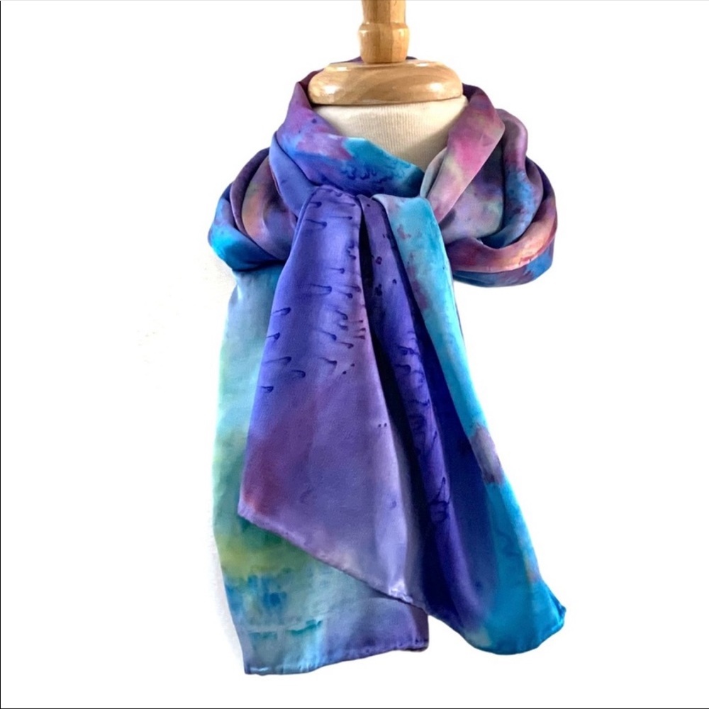 Tie Dyed Silk Rectangular Scarf - image 3